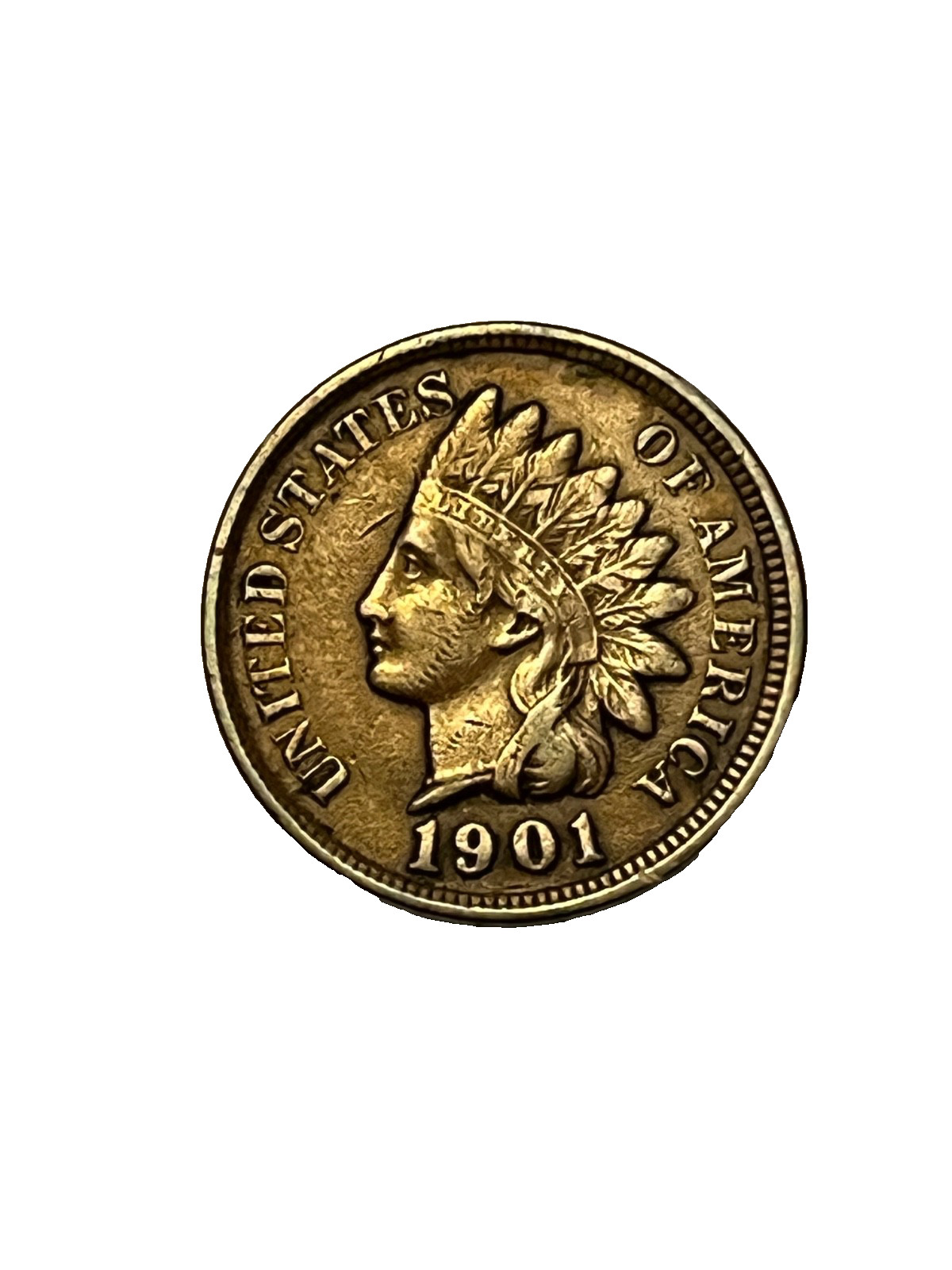 ~~~ 1901 INDIAN HEAD PENNY COPPER CENT 1C -4 DIAMOND PRESENT