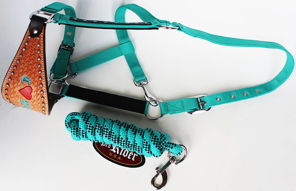 Noseband Tack Bronc Leather Horse Halter Tiedown Lead Rope  280297