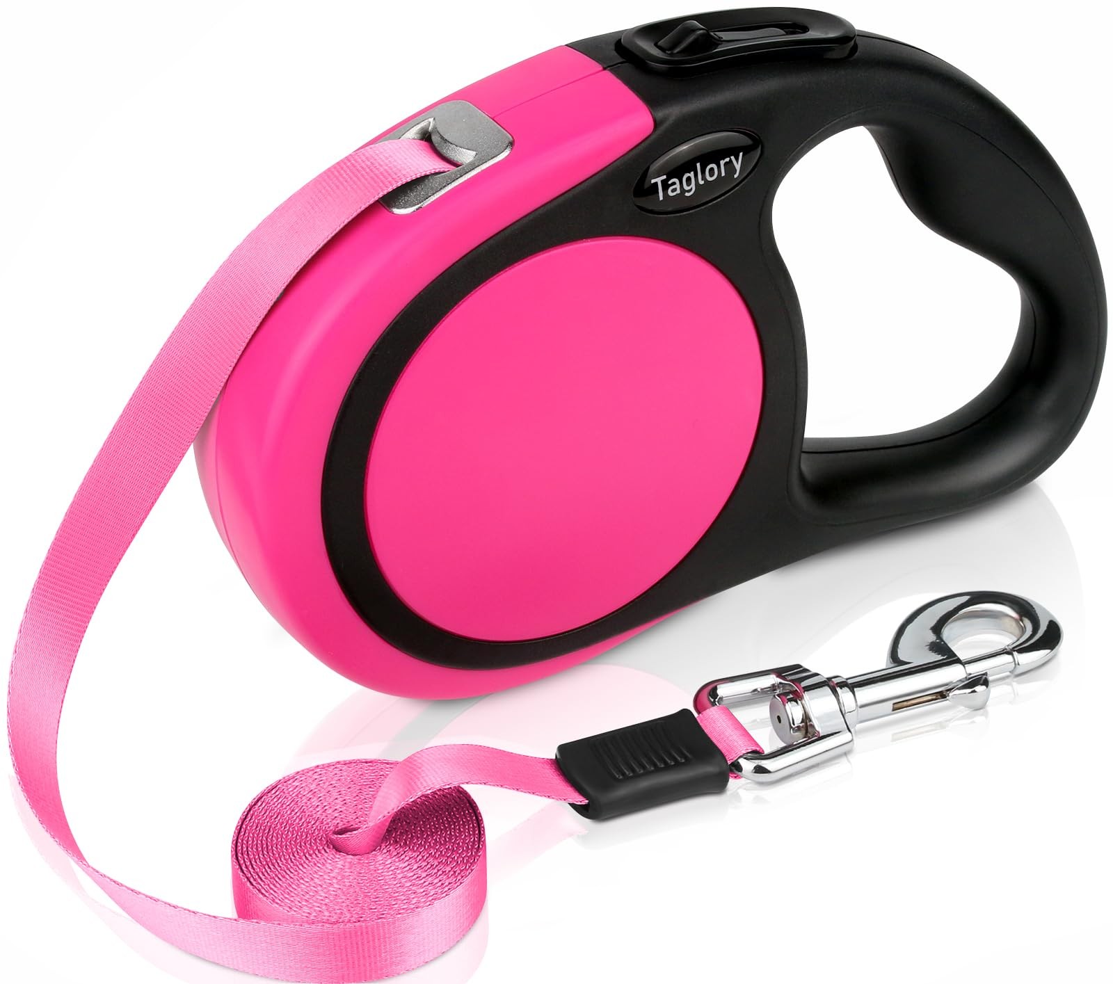 Retractable Dog Leash, One-Handed Brake, 16ft, Up to 44 lbs, Pink