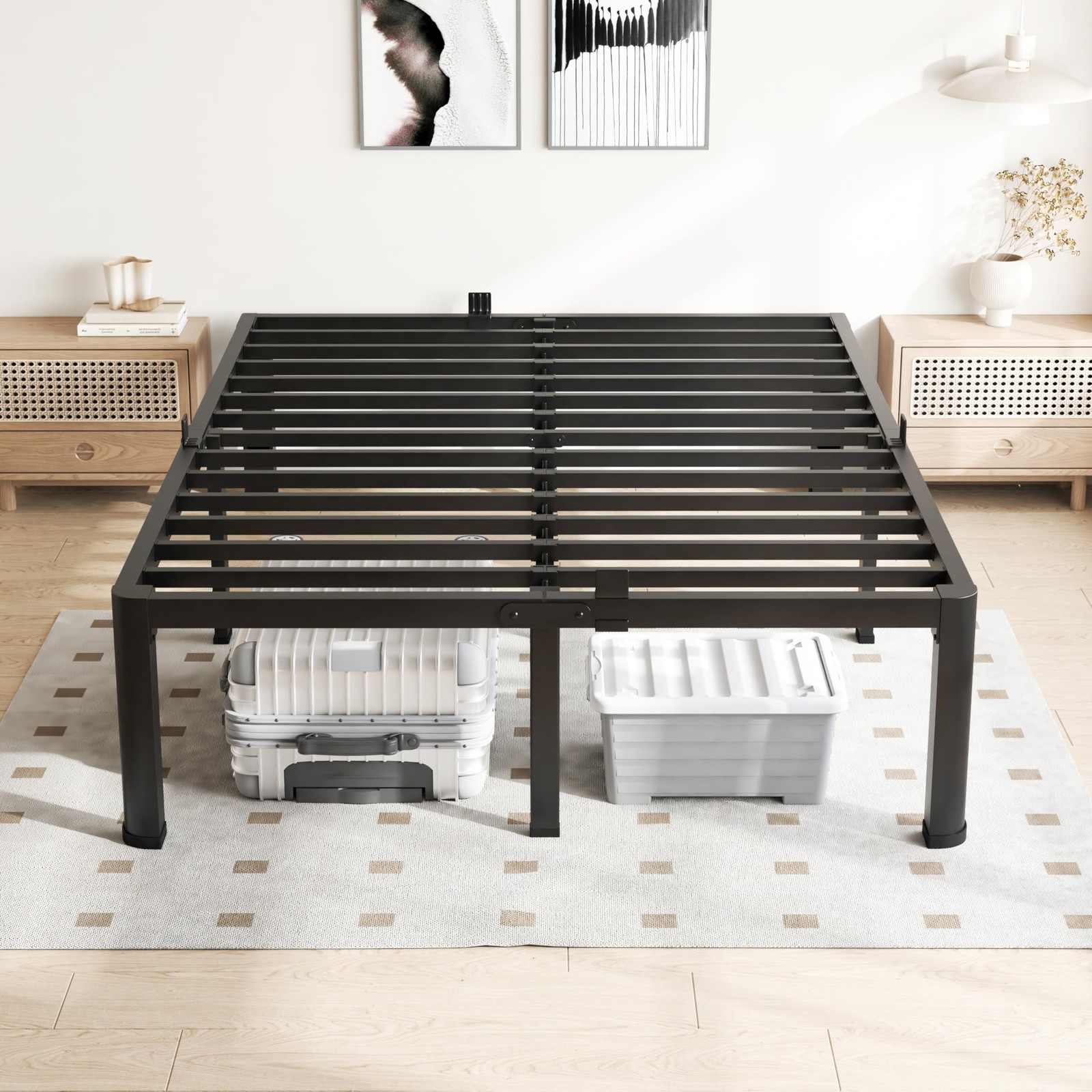 20 Inch Queen Bed Frame with Round Corners No Box Spring Needed