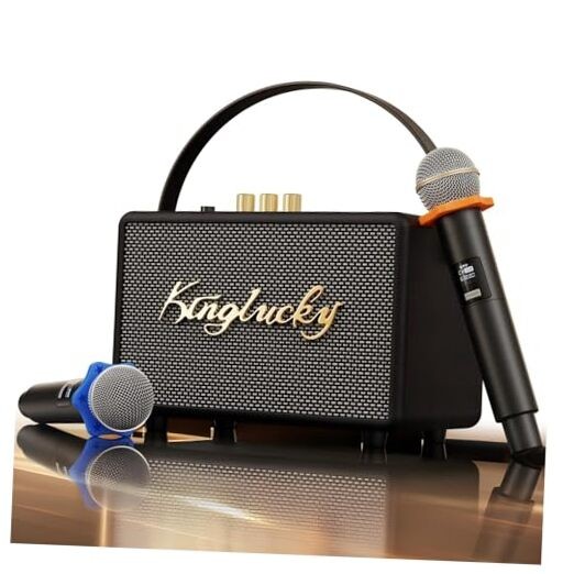 Karaoke Machine with 2 Wireless Microphones for Adults & Kids, Retro Portable