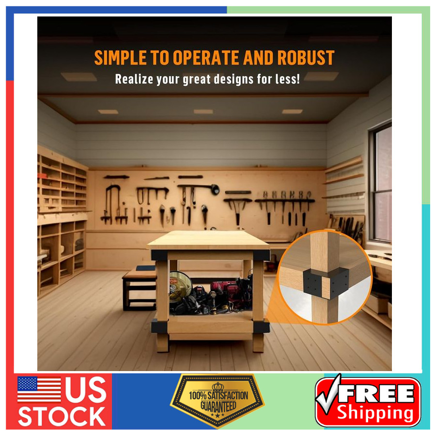4 Pack Heavy Duty Workbench Bracket Kit for 4x4 2x4 Lumber DIY Garage Table