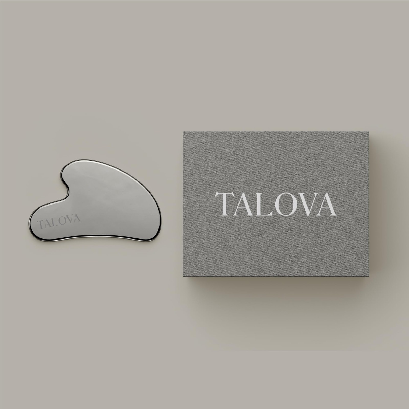 TALOVA - 304-Grade Stainless Steel Gua Sha Facial Tool, Easing Silver