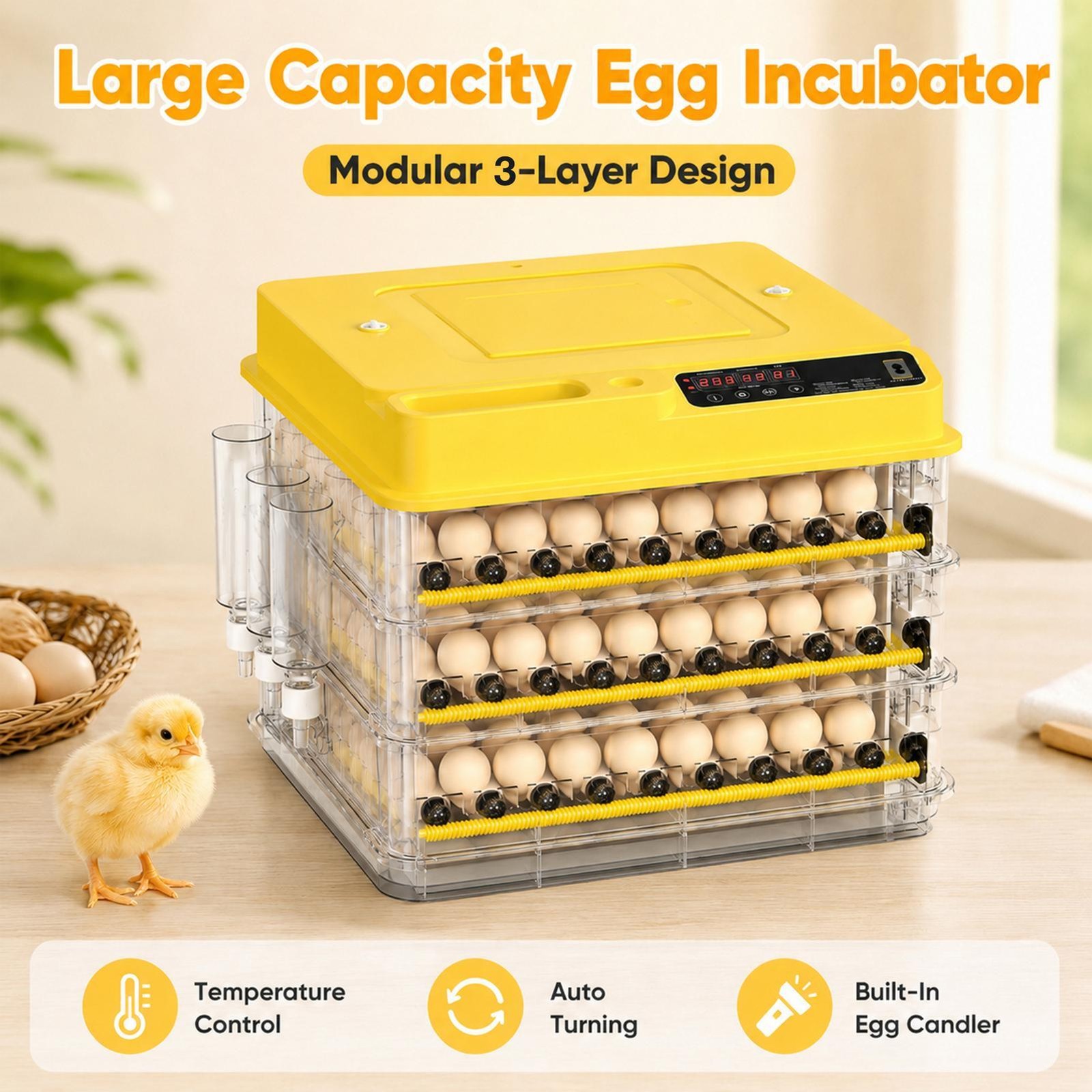 216 Eggs Automatic Egg Incubator with Digital Control & Auto Turner