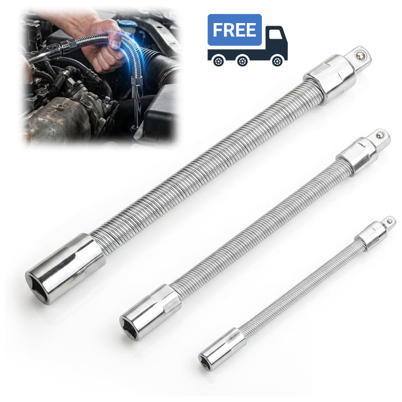 Flexible Socket Extension Rod Set for Ratchets, 1/4", 3/8", 1/2"