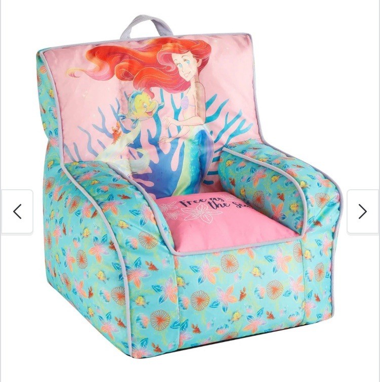 Disney Little Mermaid Toddler Girl Bean Bag Chair 18” Tall, 18” Wide New In Box
