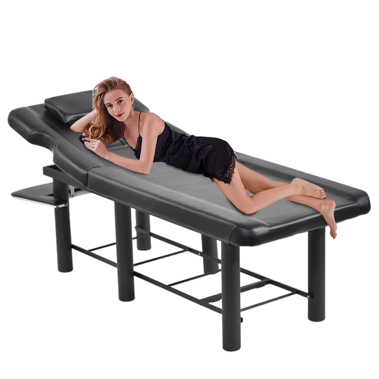 185cm Professional Stationary Massage Table with Backrest for Treatment Table--