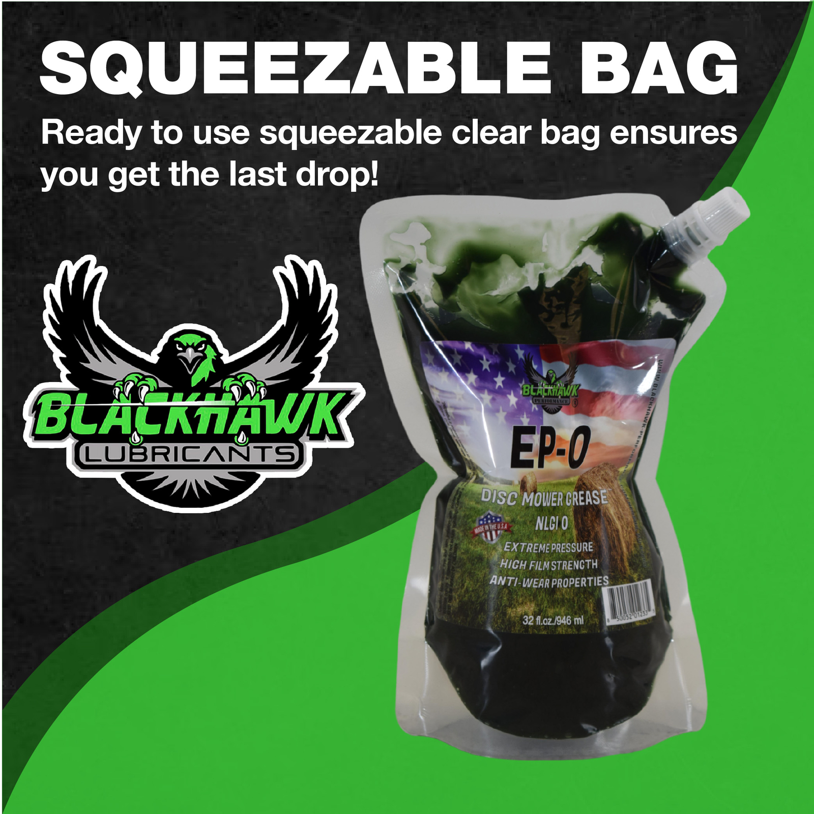 Blackhawk Performance Lithium EP-0 Grease for Disc Mowers 32 oz EZ Squeeze pouch