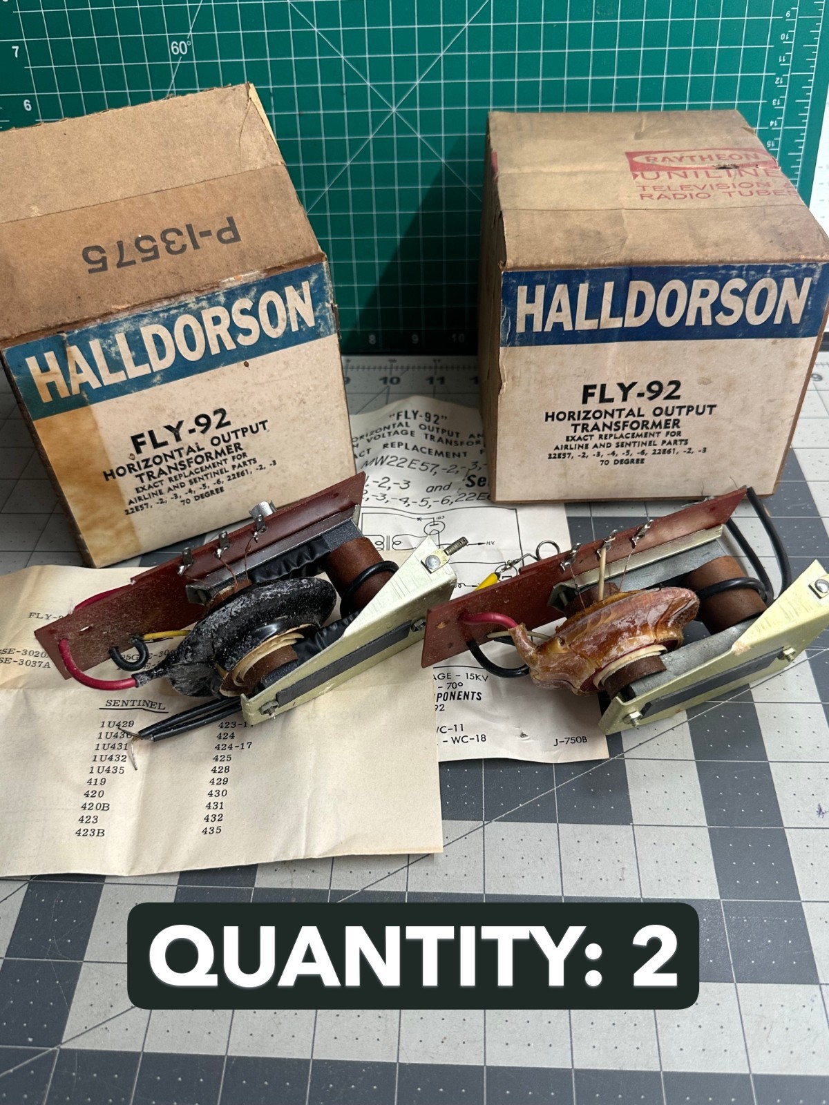 2-pack lot Halldorson FLY-92 Transformer Horizontal Output 70 DEG Sentinel 22E57