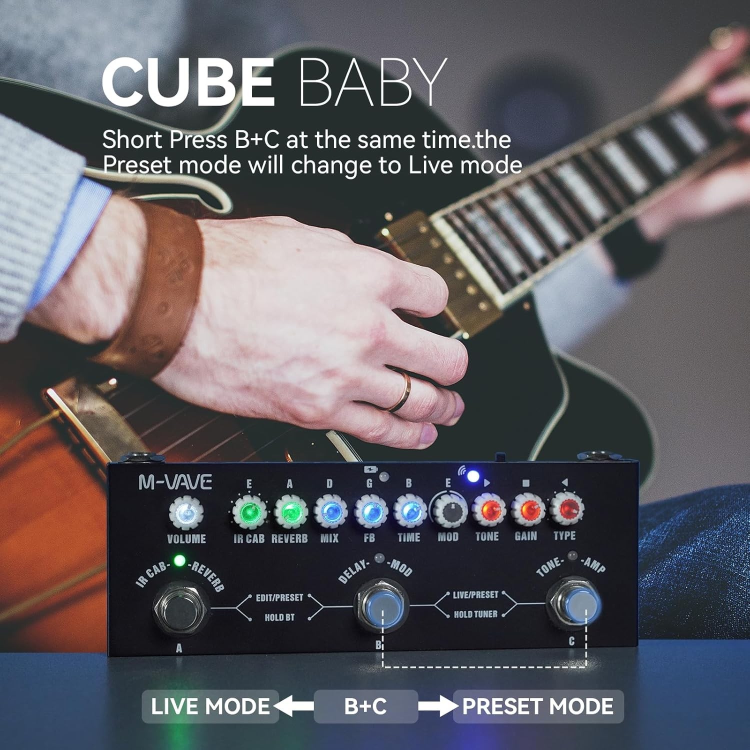 Multi-Effects Guitar Pedal: Reverb, Delay & Chorus with Bluetooth 5.0 Connect...
