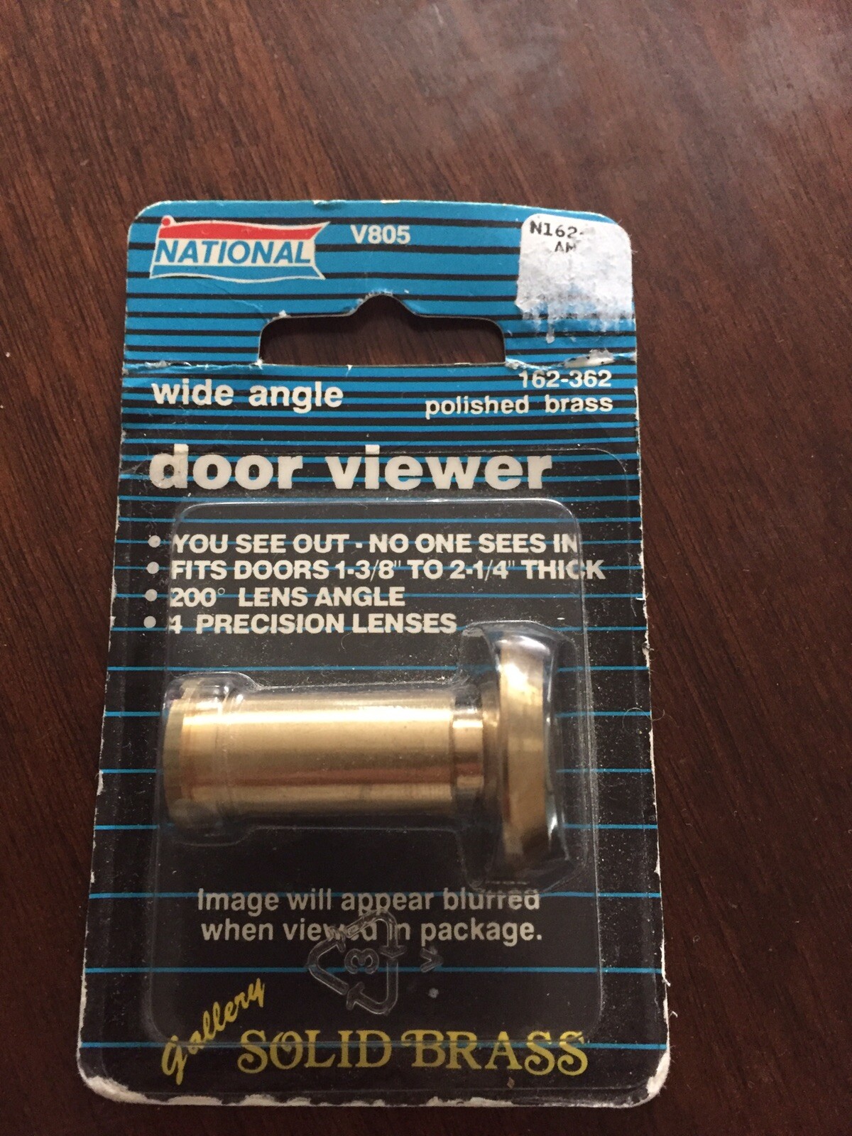 National V805 Polished Brass Door Viewer 200 Degree Lens Angle