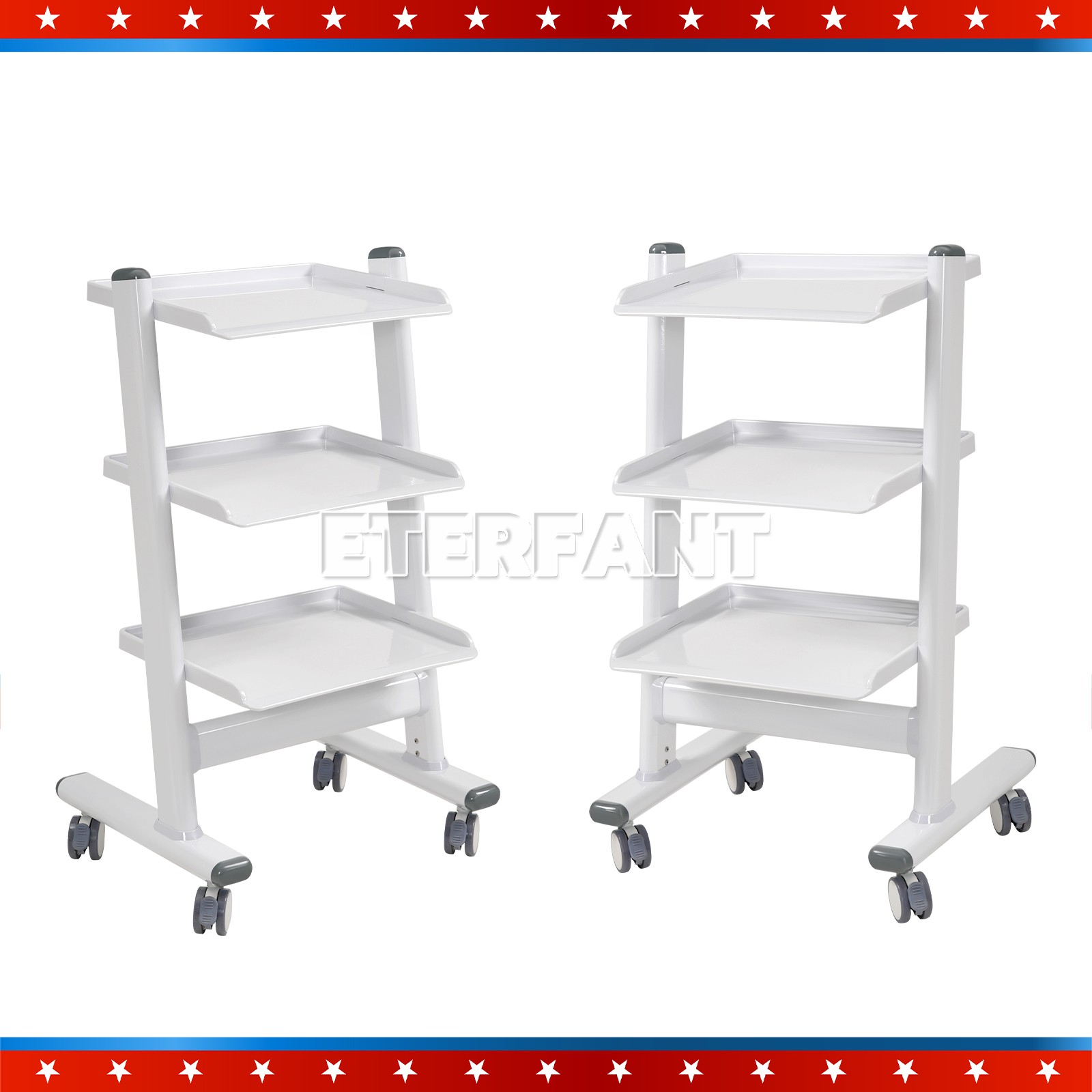 3Layers Dental Trolley Cart Tool Mobile ABS Instrument Stand with Socket E3-3 US