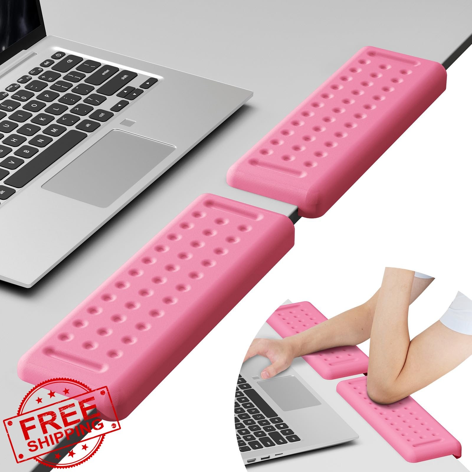 Leolee L-Shaped Desk Elbow Pads Pink Memory Foam Arm Rest 2pc