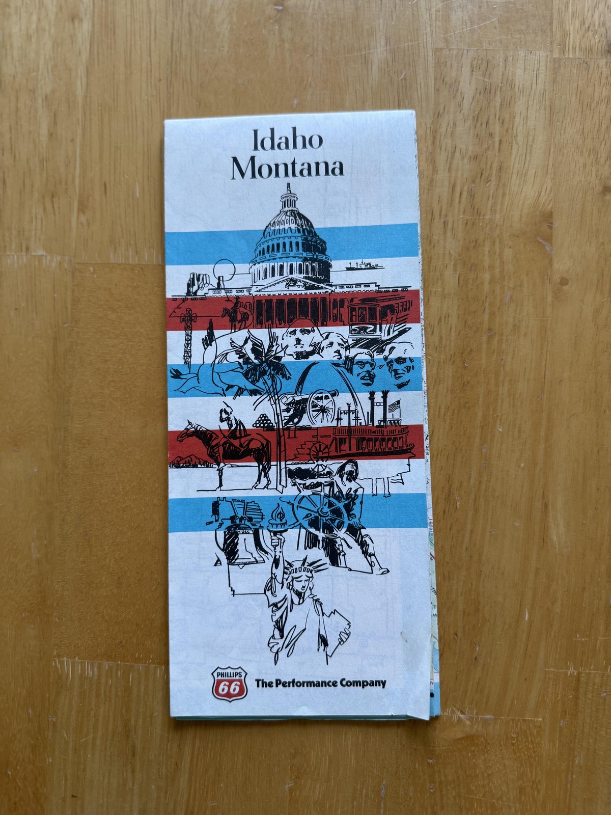 Vintage Phillips 66 Idaho Montana Road Map Travel Guide Folded Brochure USA
