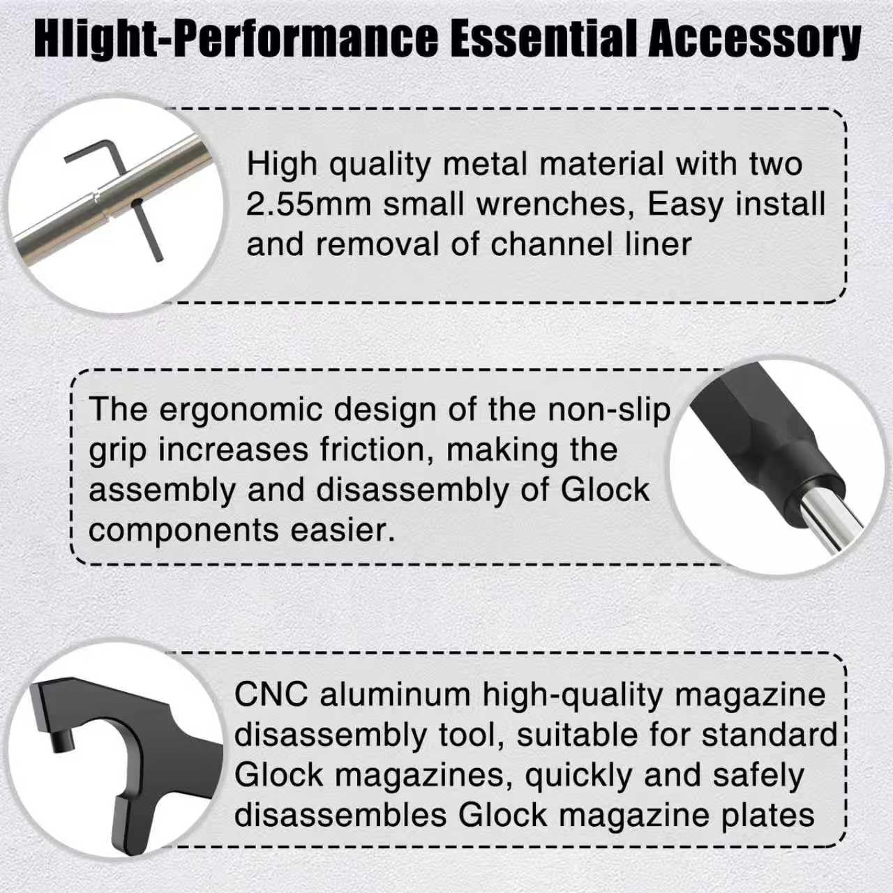 Tool Kit fro GLocks, with Storage Bag, GLock Front Sight Remove Tool & Pin Pu...