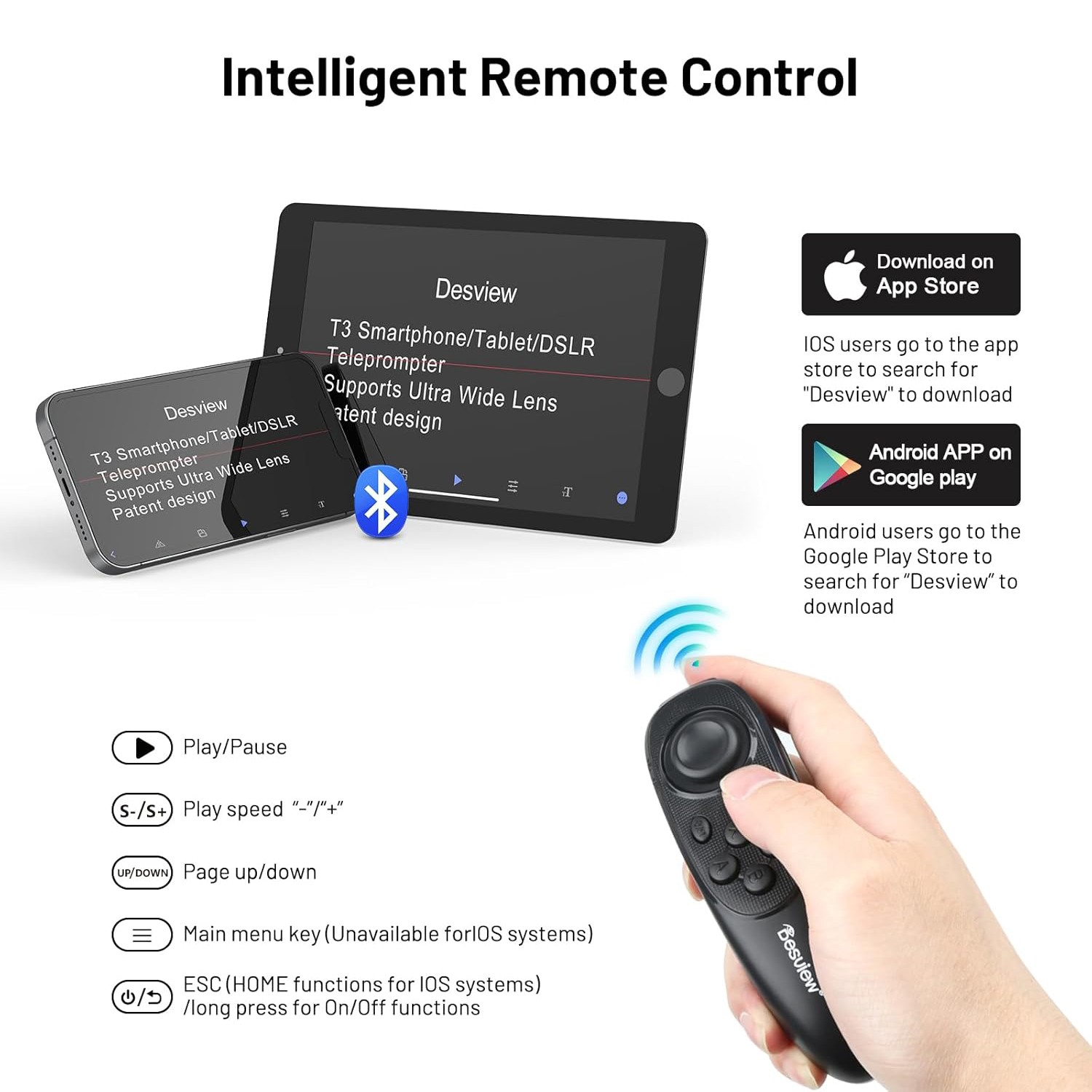 Desview T3 Teleprompter for Camera & Smartphone Video Recording Live Streaming