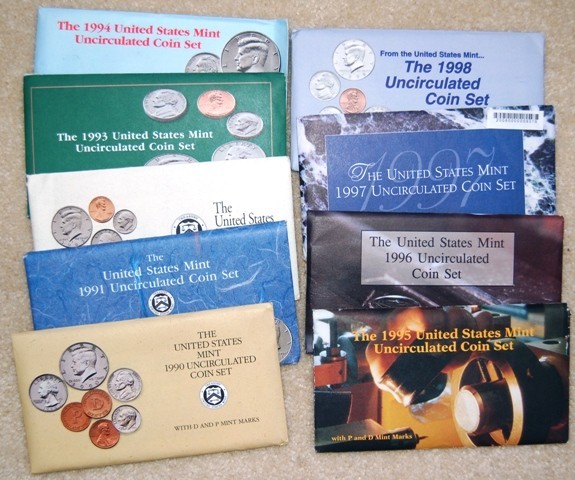 1990 -1998 Mint Set Run - Nine Sets-MINT OGP/COA- 1990 through 1998
