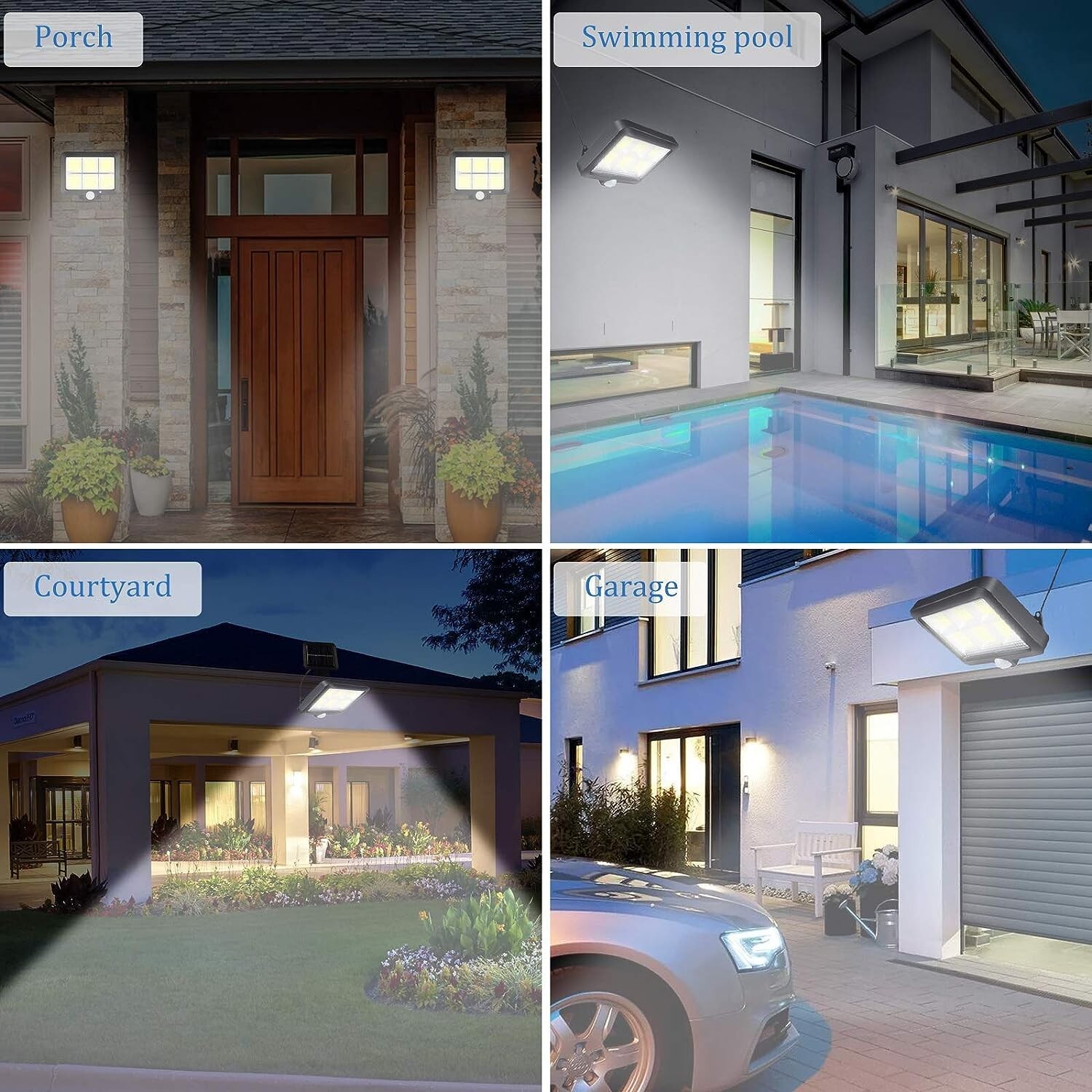 2PCS Solar Wall Light LED Motion Sensor Outdoor Bright Flood Street Lamp 3 Modes
