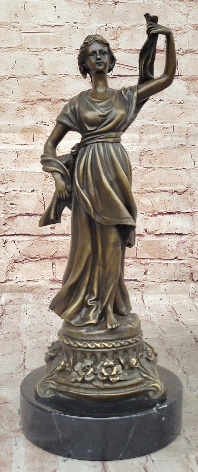 Sexy Bronze Statue of Maiden Woman Miguel Lopez Signed Original Art Sculpture