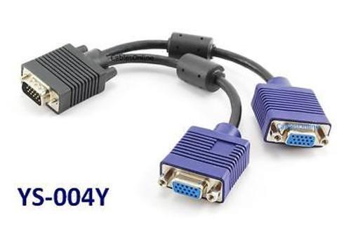 4.7inch SVGA Monitor HD15 Male to 2-Female Y Splitter Cable w/ Ferrites, YS-004Y