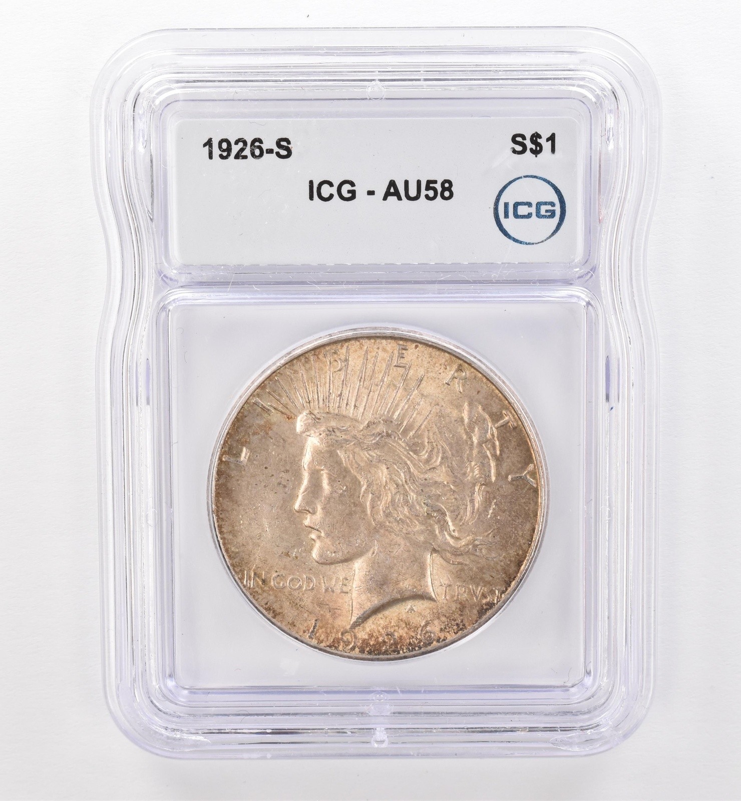 1926-S Peace Silver Dollar AU58 ICG Beautiful Tone *9514