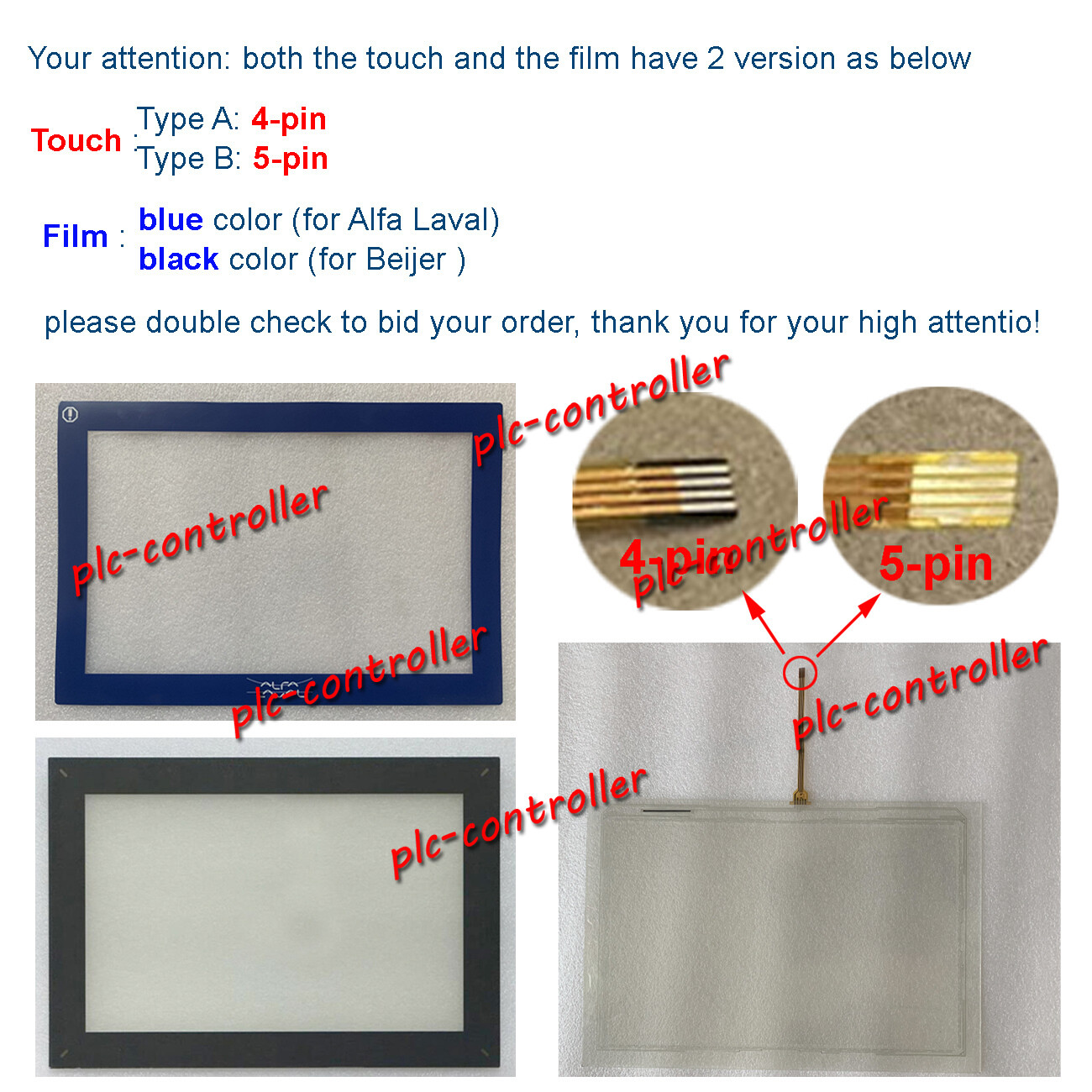 Fit for Alfa Laval Beijer iX T15BR 4-pin/5-pin Touch Screen Film 1-Year Warranty