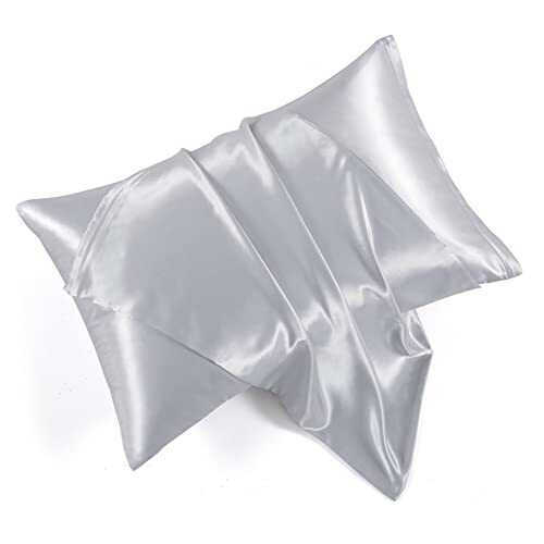 Satin Pillowcases with Zipper （20x30）,Queen Size Queen(20*30) Light Gray