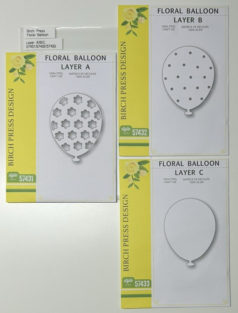 Birch Press Design FLORAL BALLOON Layer 3-piece Die Set - New - Free Ship