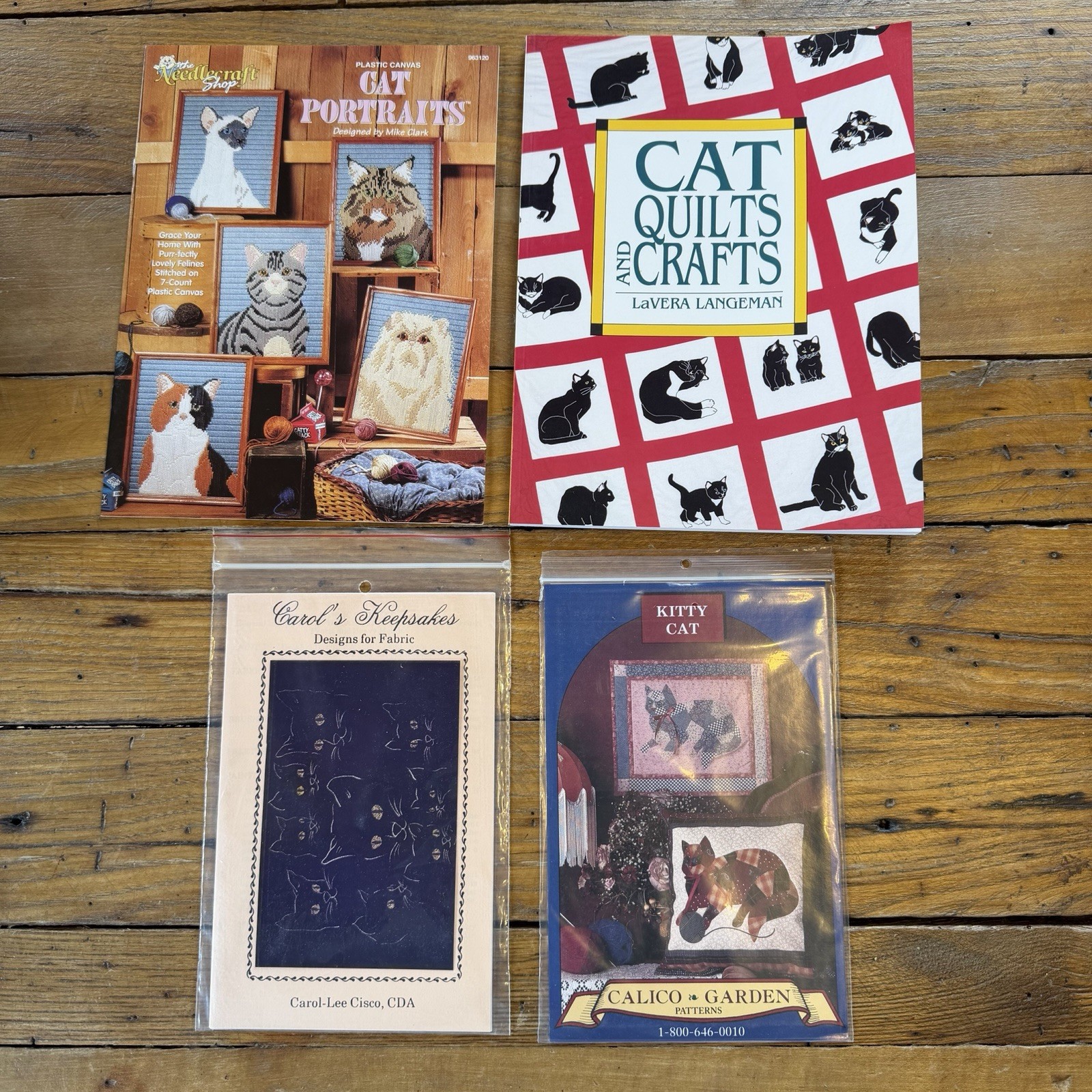 Vintage Cat Craft Pattern Lot Cross Stitch Quilt Kitty Calico Garden Feline DIY