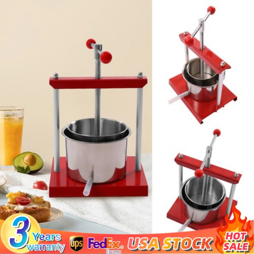 Fruit and Wine Manual Press 6L Cider Press Stainless Steel with Filter Bag New
