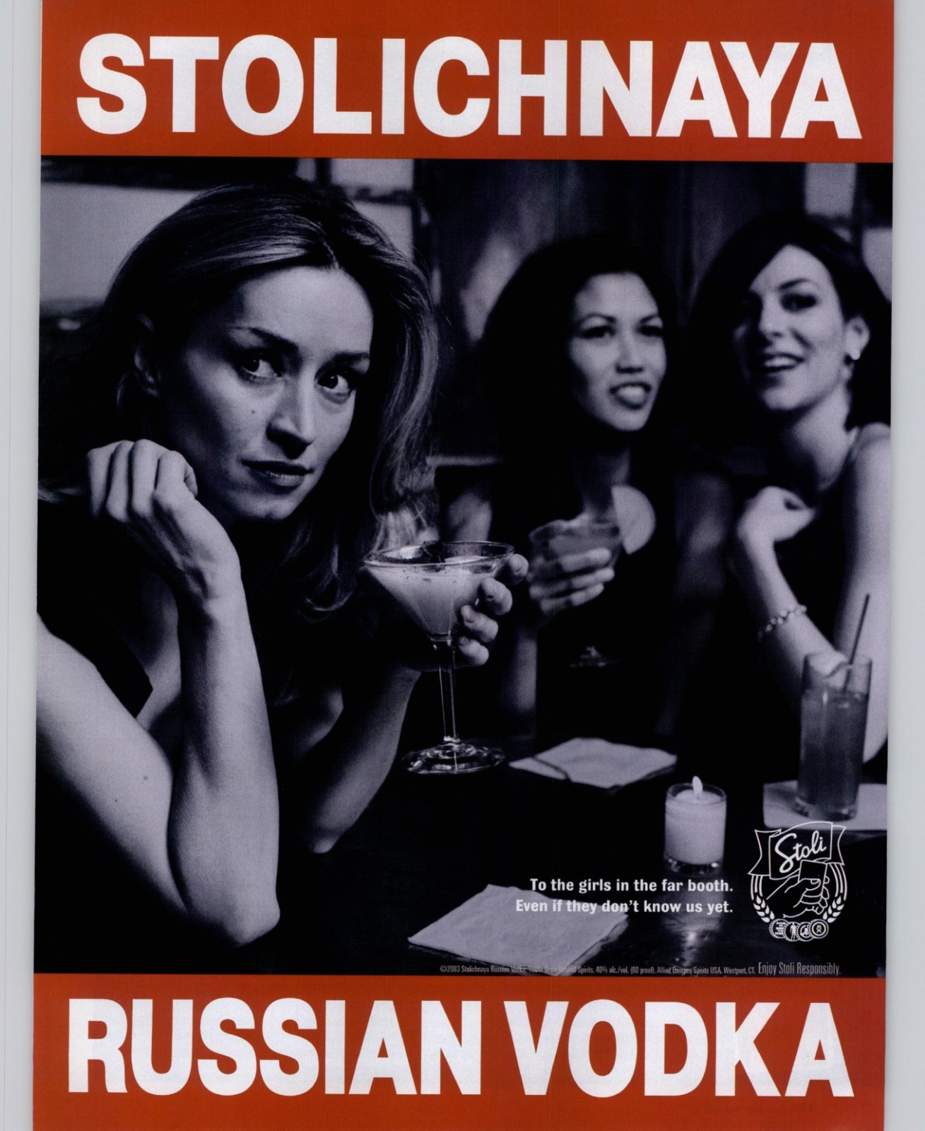 2004 Vintage Print Ad Stolichnaya Russian Vodka Sexy Hot Girls Bar Nightclub Art