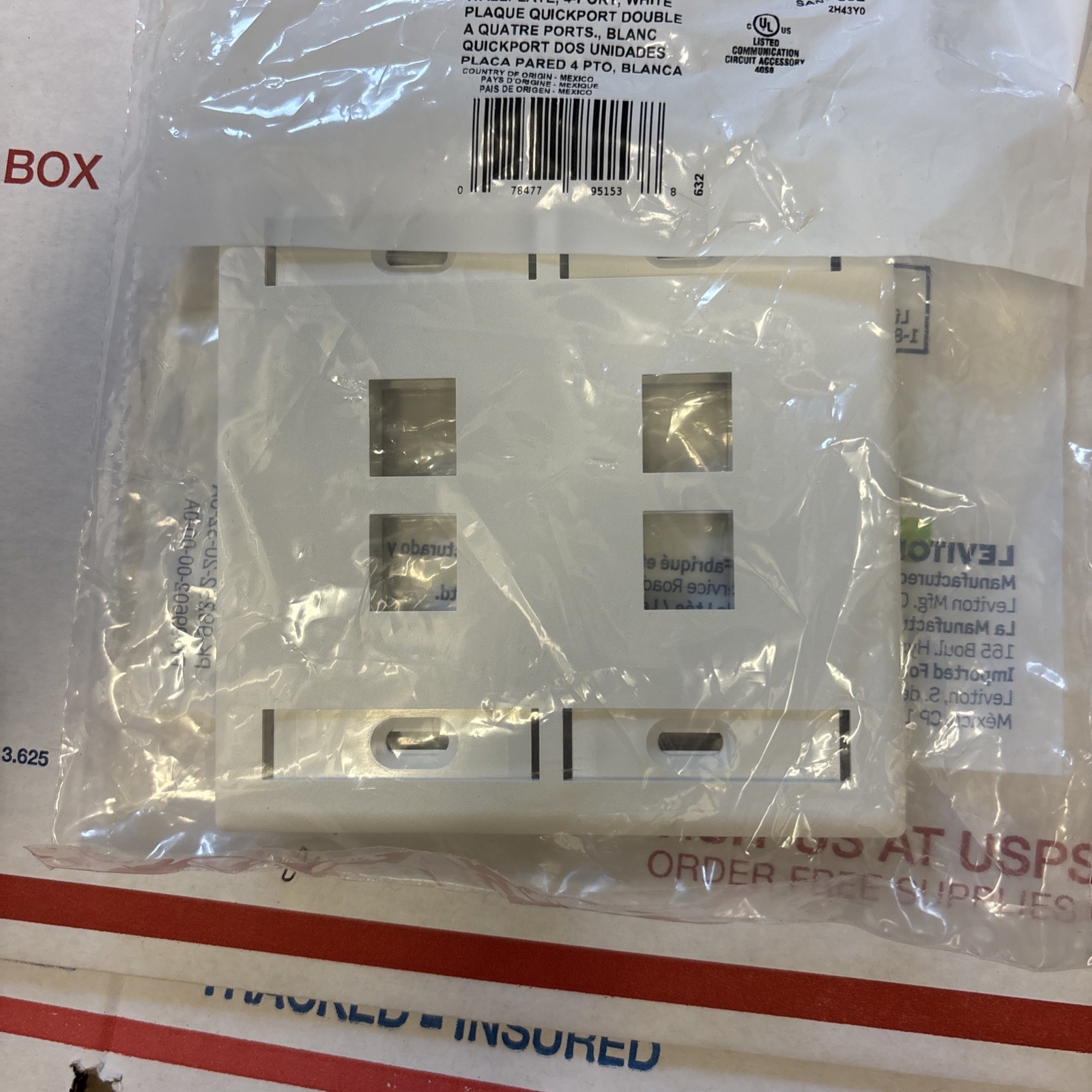 Leviton Quick Port Dual Gang 4 Port 42080-4WP White (QTY 12)