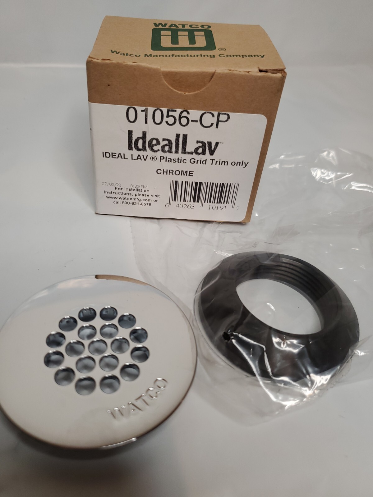 Watco 01056-CP Ideallav Drain Replacement Plastic Grid Strainer Trim - Chrome