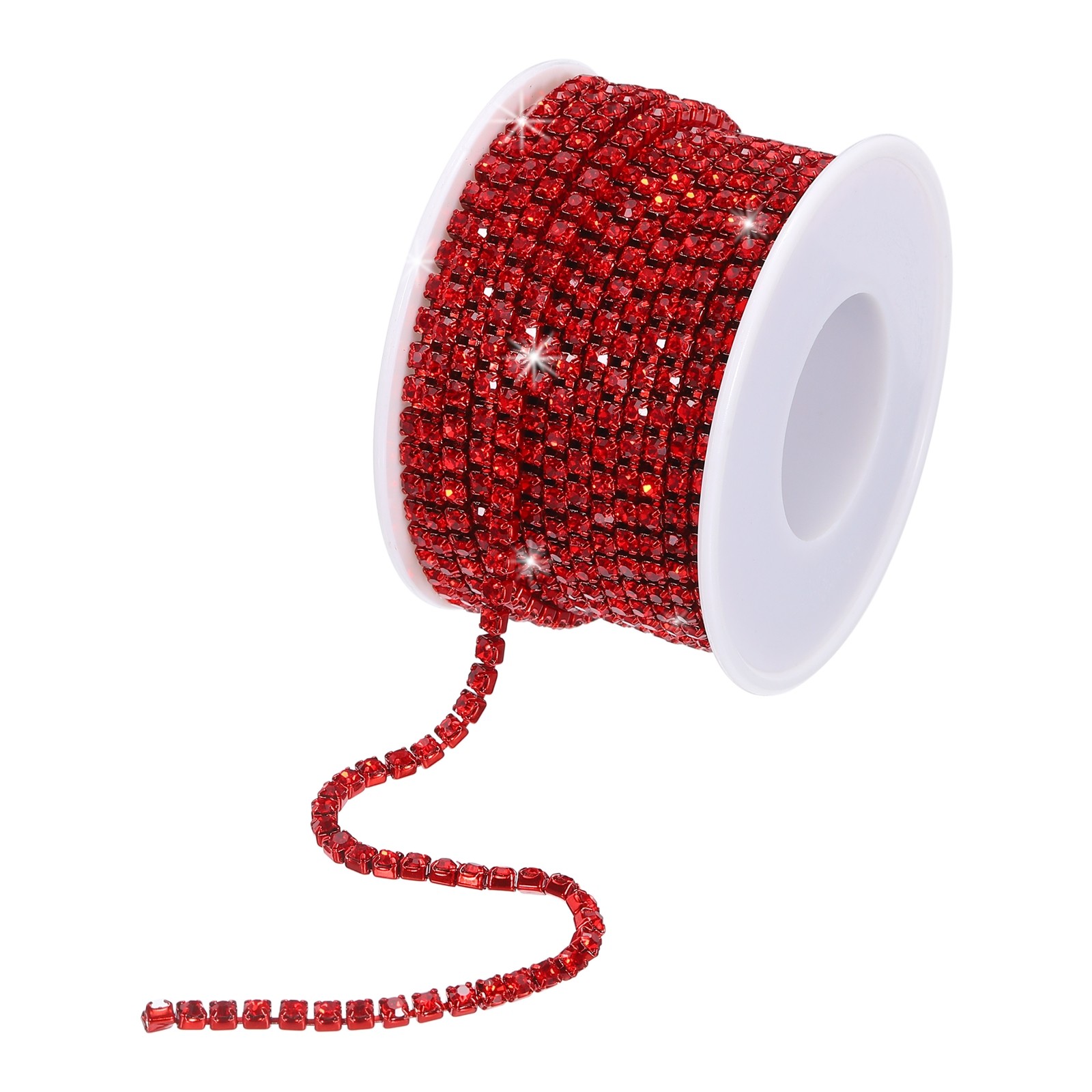 10 Yard 3mm Crystal Rhinestone Chain Trim Red Gems Red Base