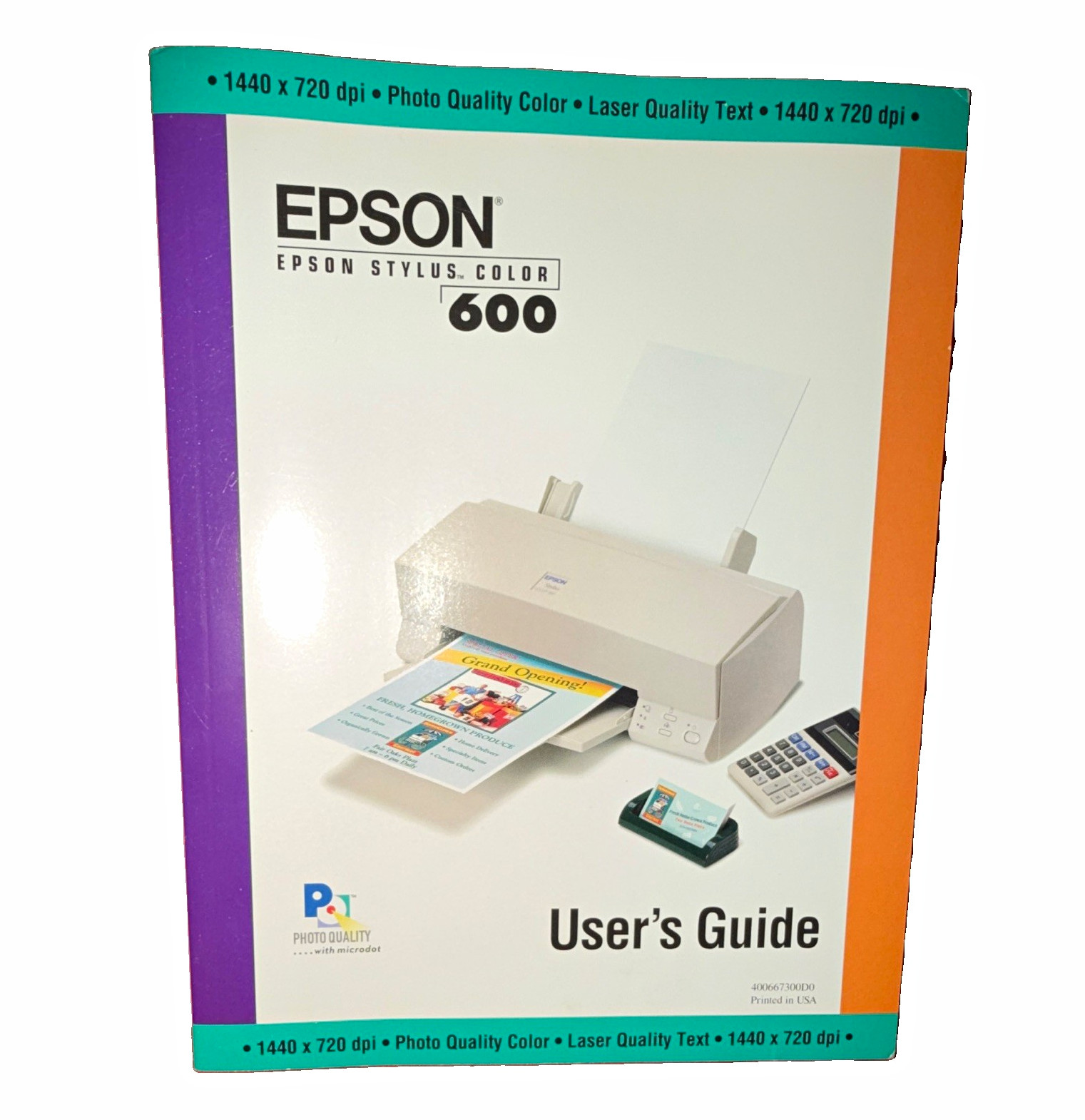 Epson Stylus Color 600 Printer Manuals: User’s Guide + Quick Setup (English)