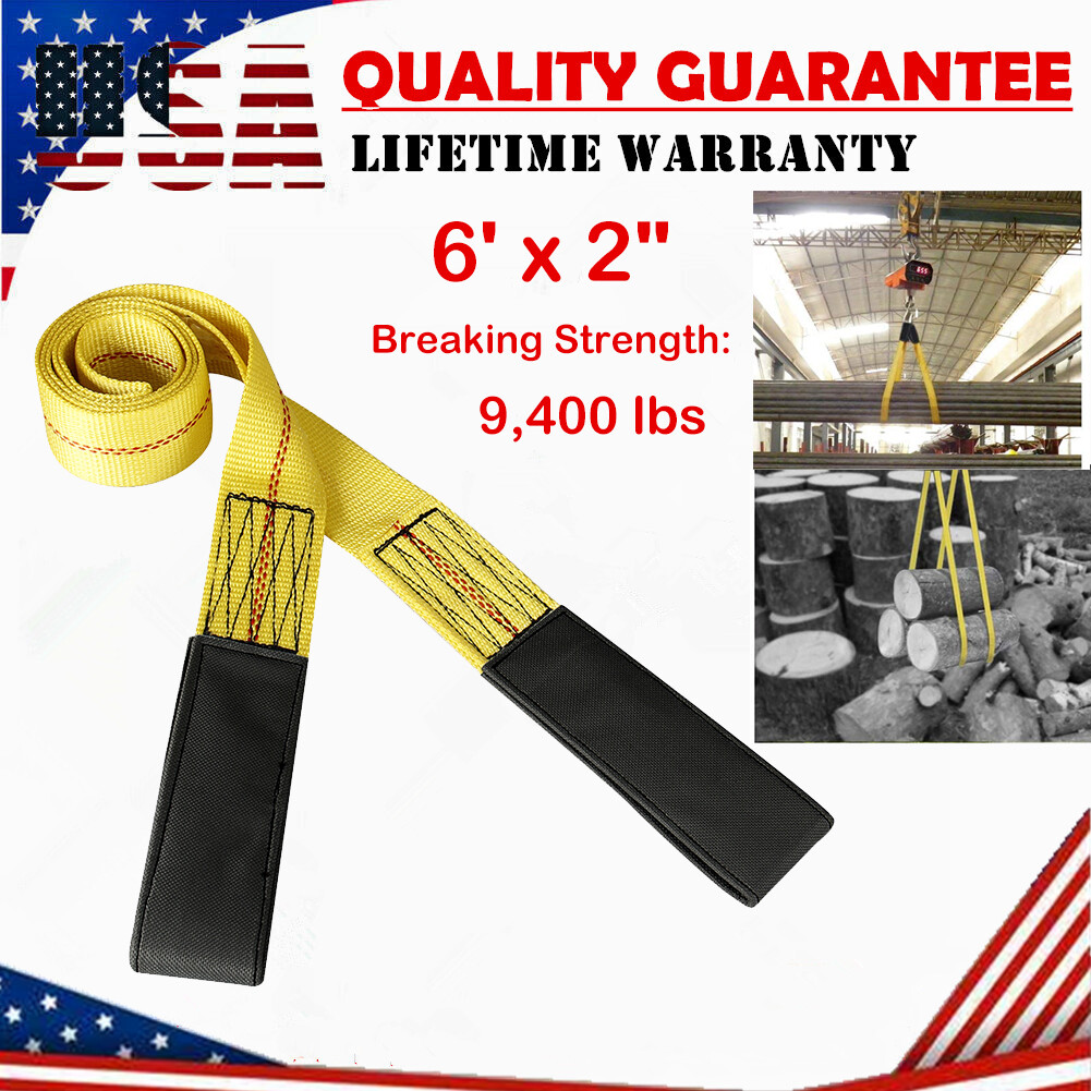 6' x 2" Heavy Duty Lift Sling Straps Web Sling Tree Saver Recovery Strap Web New