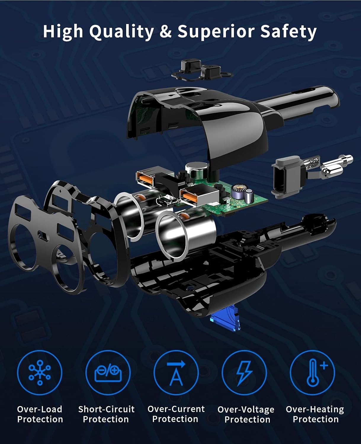 [2026 Upgraded] Cigarette Lighter Splitter, SUPERONE 180W 2-Socket Cigarette Lig