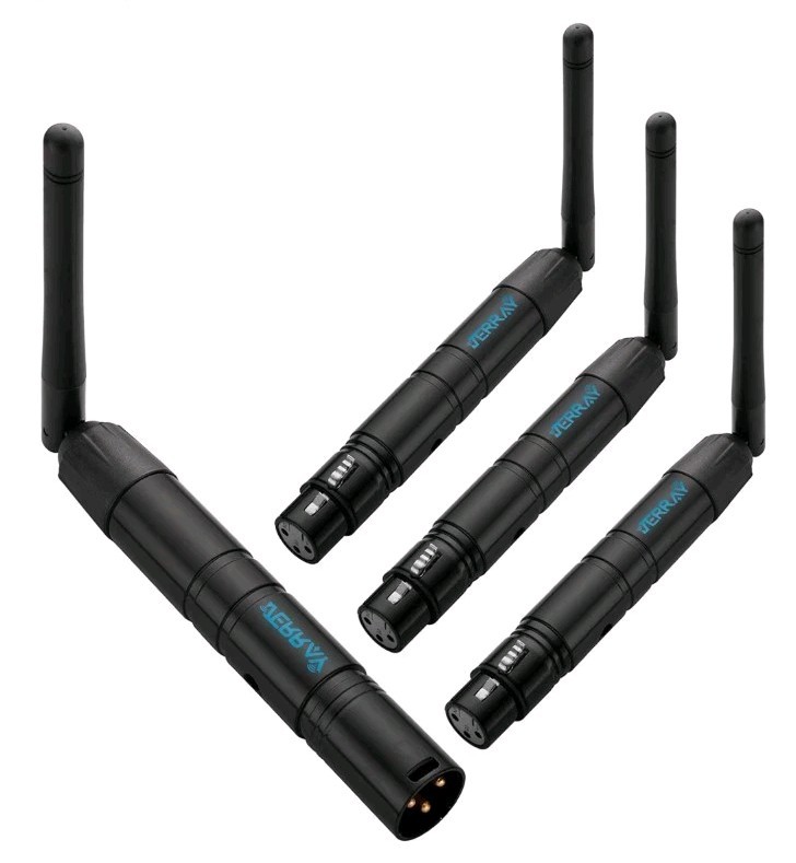 JERRAY DMX512 Wireless Transmitter and Receivers Set, 2.4G Long Range 4 Pcs