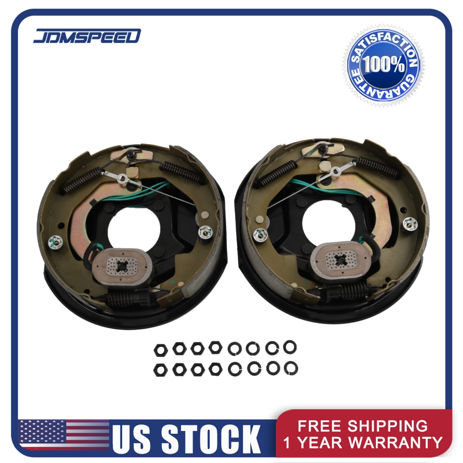 10" x 2-1/4" Trailer Self-Adjusting Electric Brake Assembly RH+LH