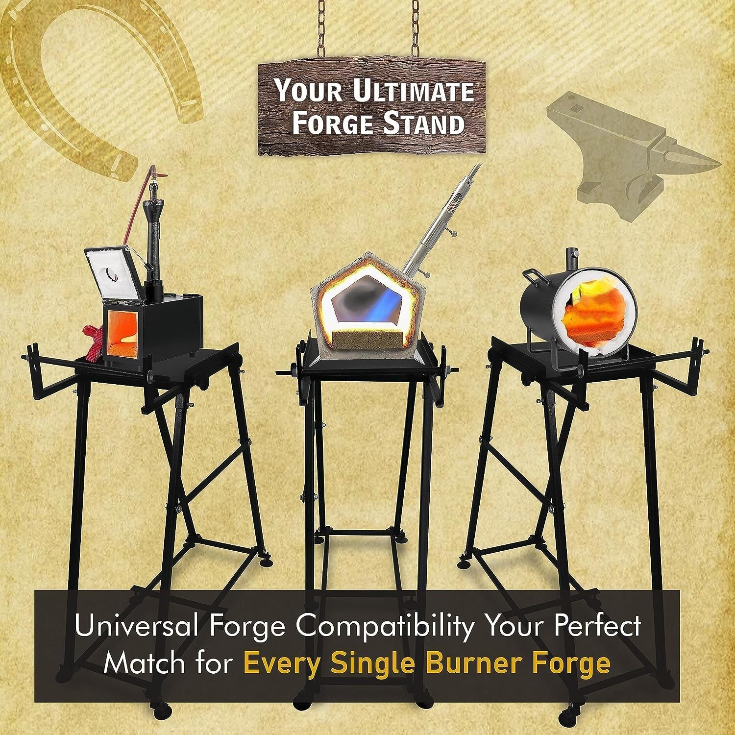 Simond Store blacksmith forge kit Stand compatible with all single burner forge