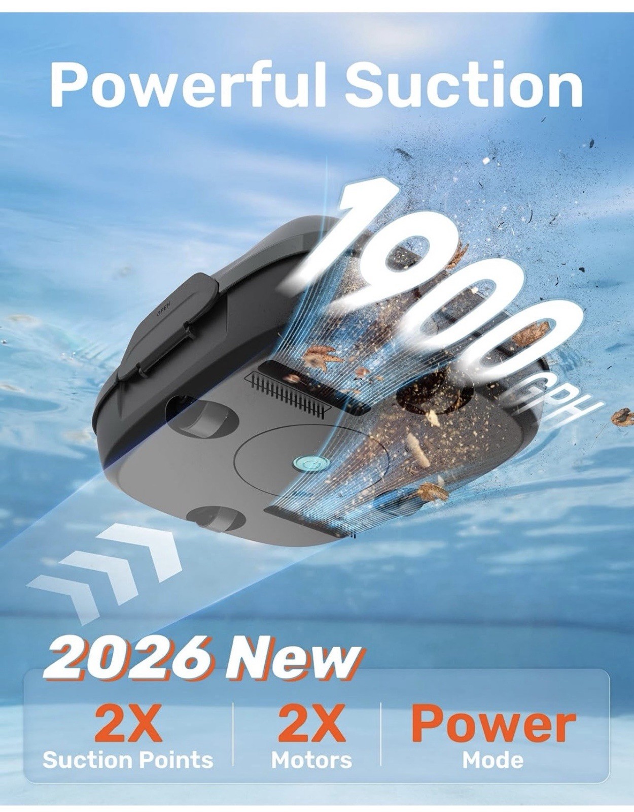 Powerful Cordless Robotic Automatic Pool Vacuum Cleaner for Above Ground Pools