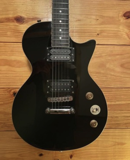 Donner DSC-128 Electric Guitar Glossy Black H-H Pickups Solid Body With Gig Bag