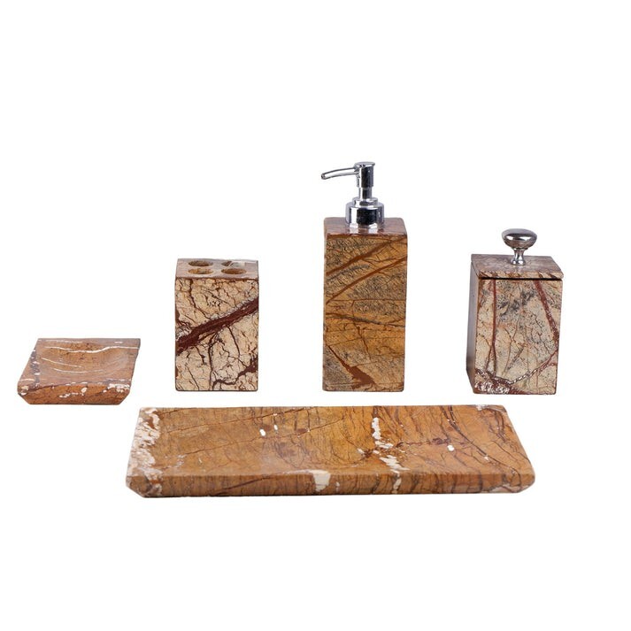 Brown Marble Bathroom Set of 5