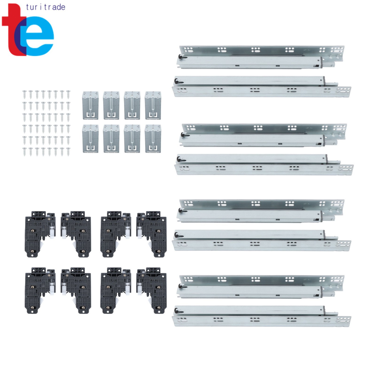 Concealed Undermount Drawer Runners 18" Soft Close with Mounting Screws