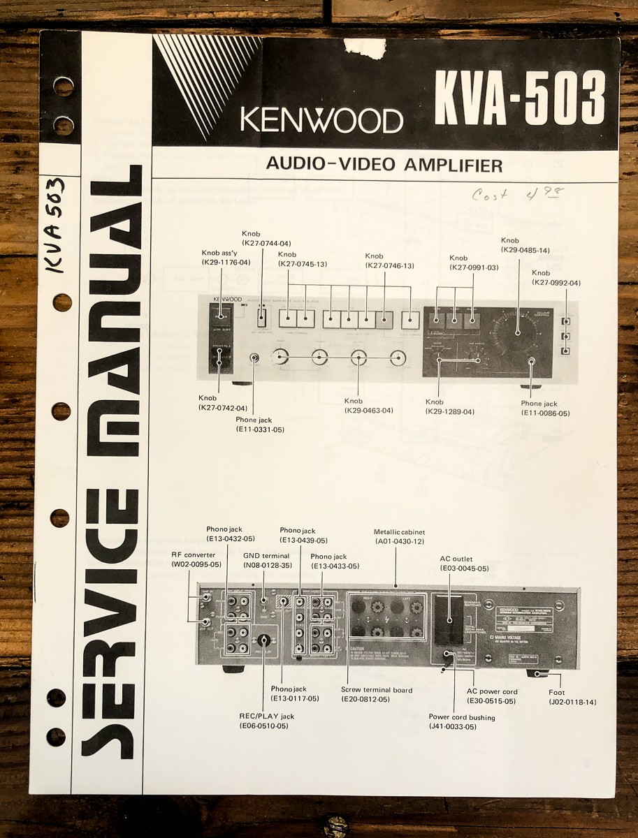 Kenwood KVA-503 AV Amplifier Service Manual *Original*