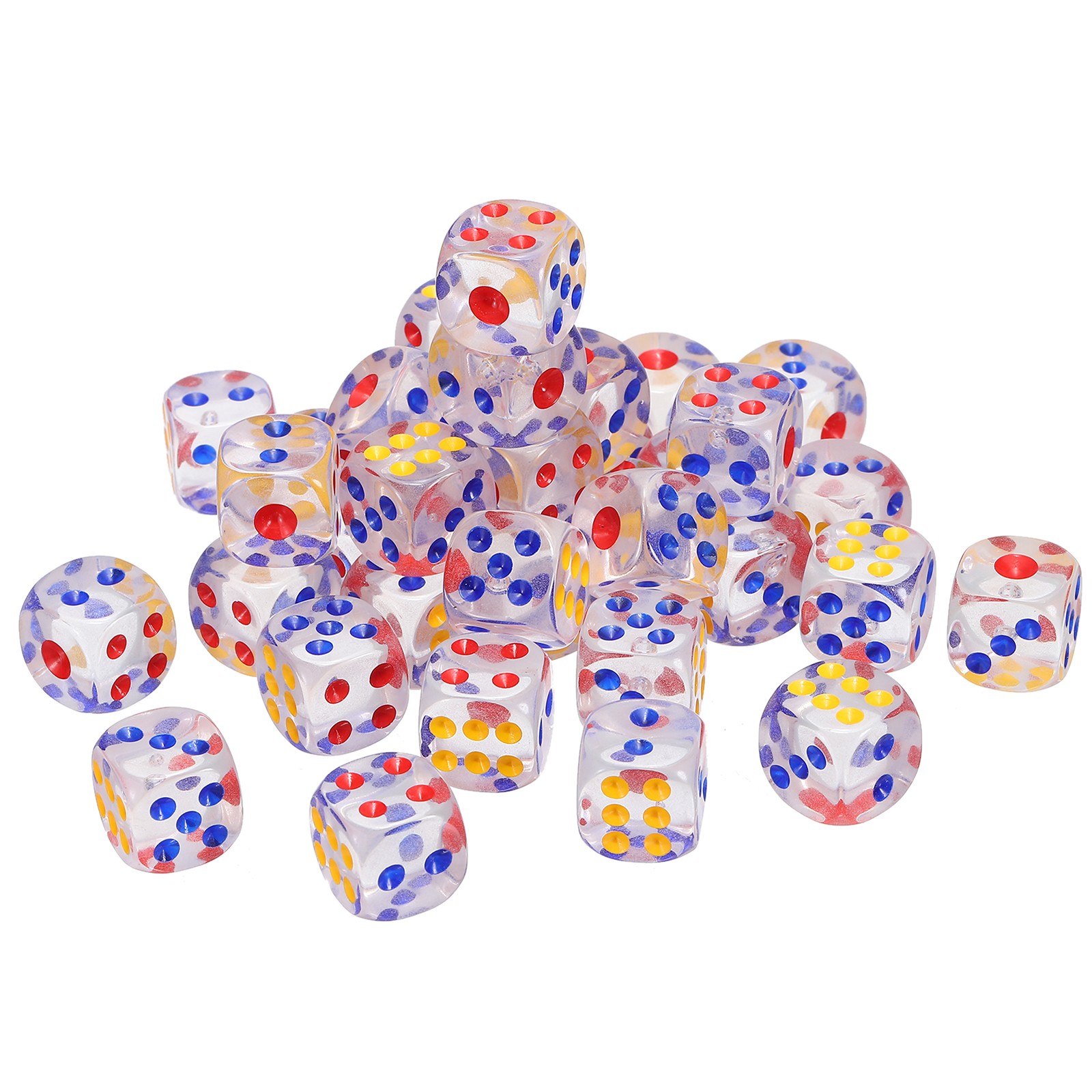 36Pcs 6 Sided Acrylic Dice 14mm/0.55" Rounded Corner Dice Transparent