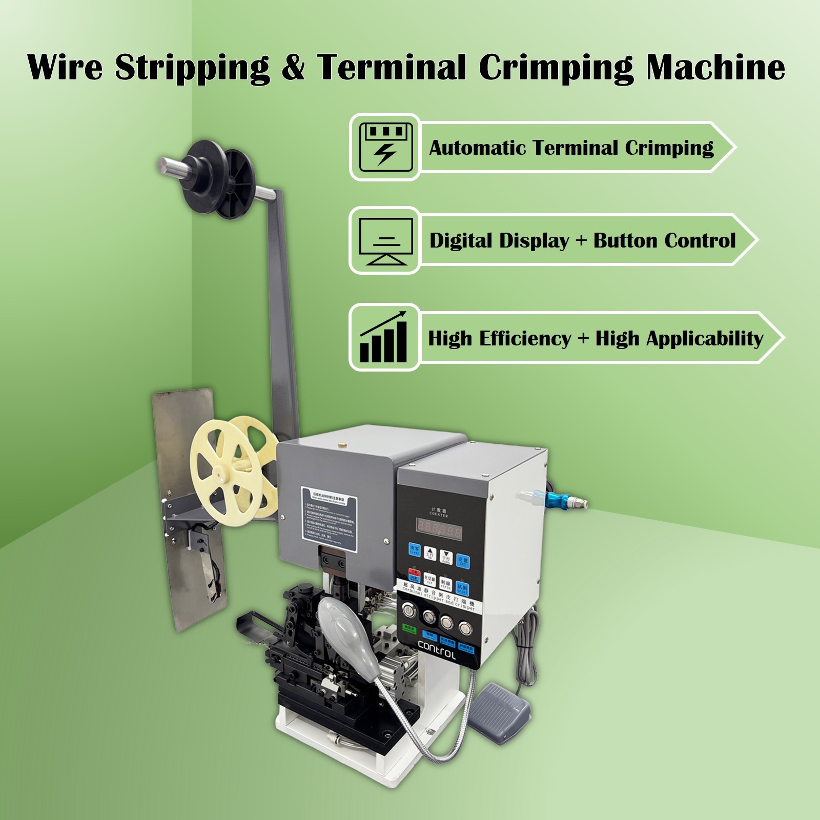 220VAutomatic Wire Stripping and Terminal Crimping Machine1.5T Crimping Capacity