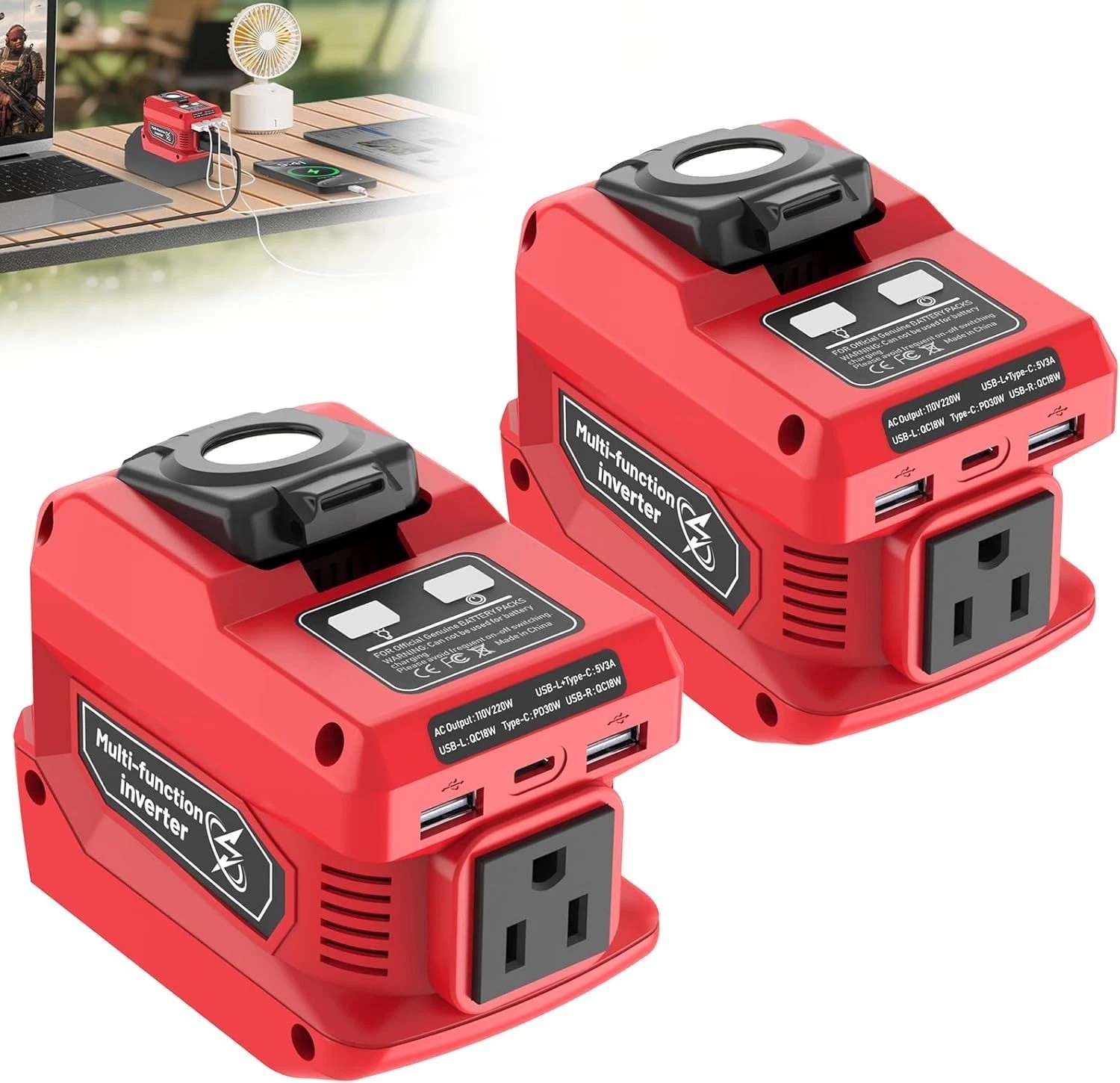 220W Portable Power Station for Milwaukee 18V Battery Inverter 110V AC LED