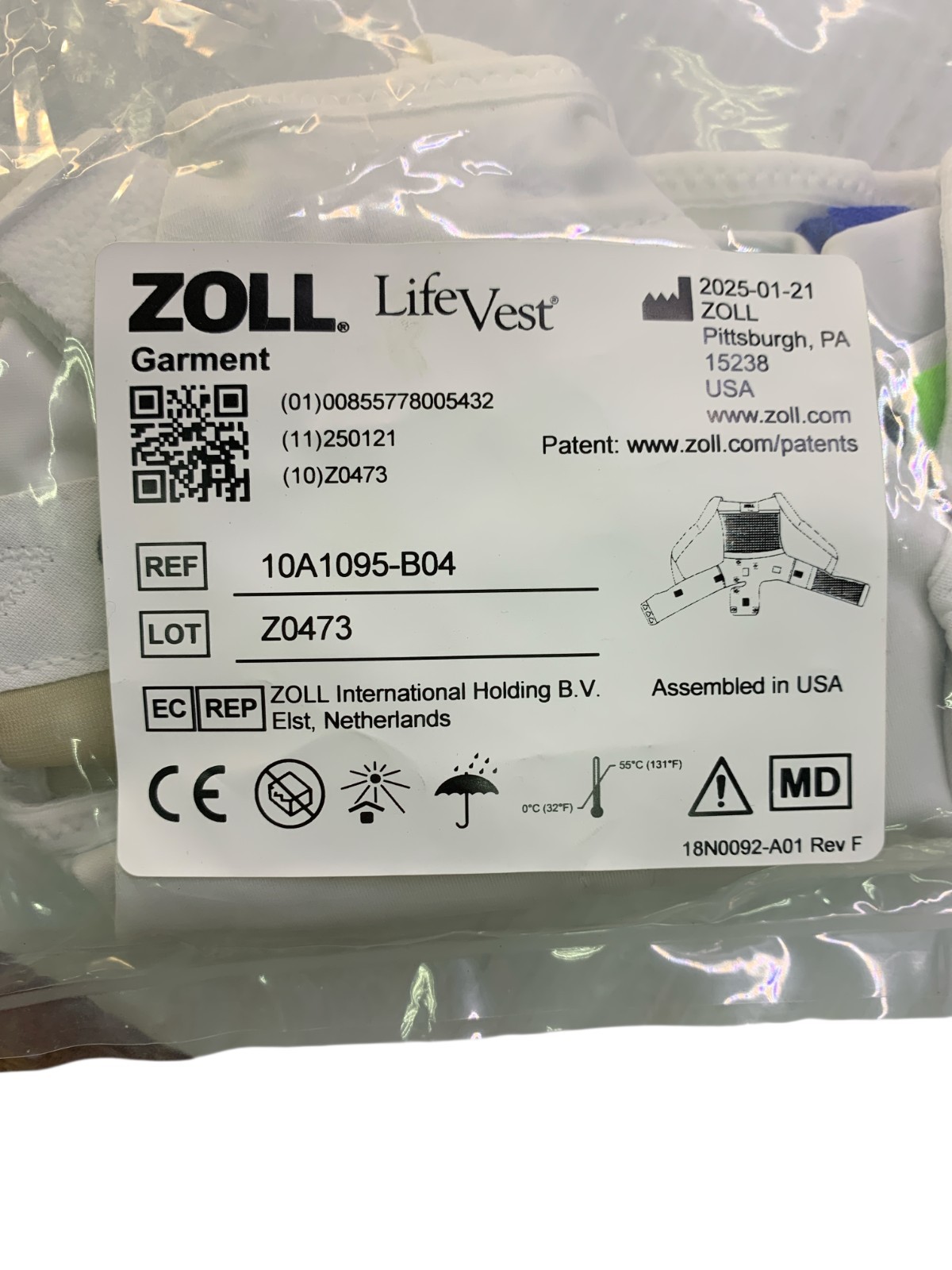 ZOLL Life Vest Garment Only Cardio B01 66-80 Cm 26-31 In NEW Garment ONLY