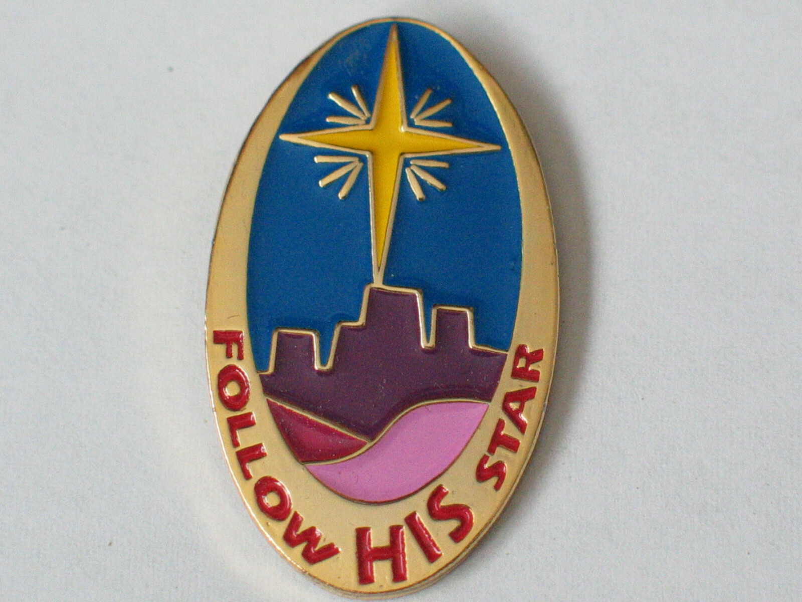 Shernan "Follow His Star" Pin, Enamel Lapel Pin Oval New
